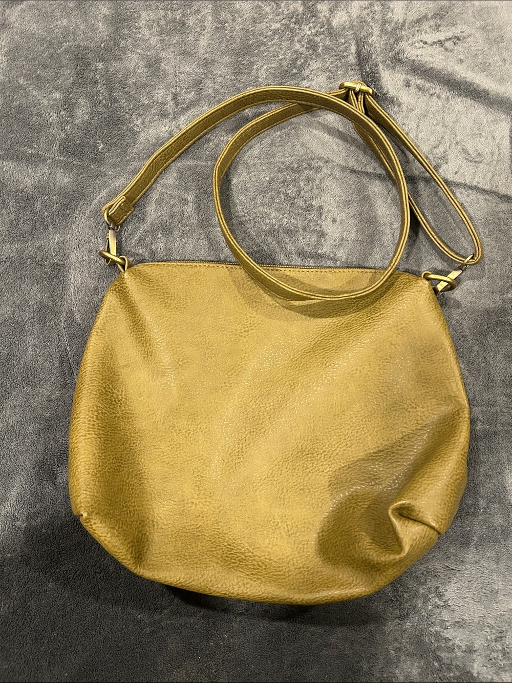 Joy Susan Mustard Green Leather Crossbody Shoulder Bag